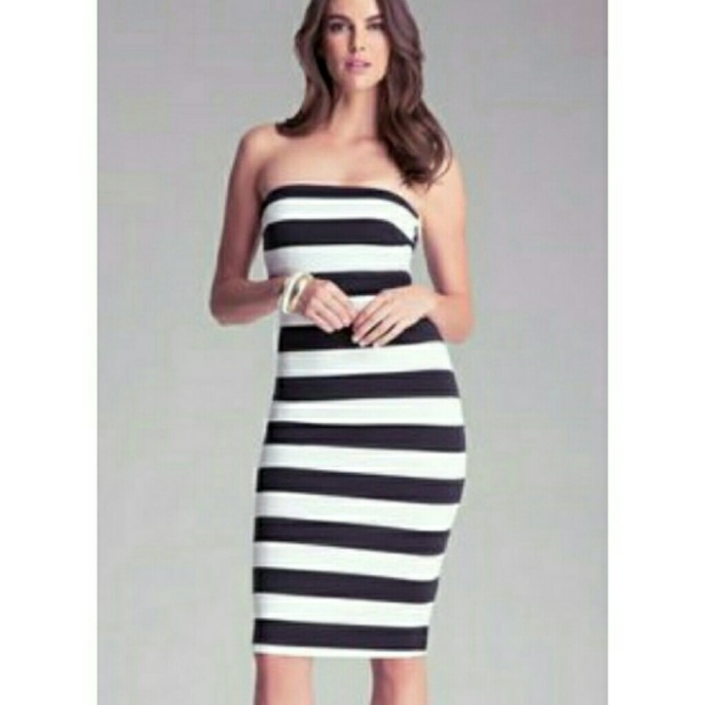 bebe Stripe Midi Dress